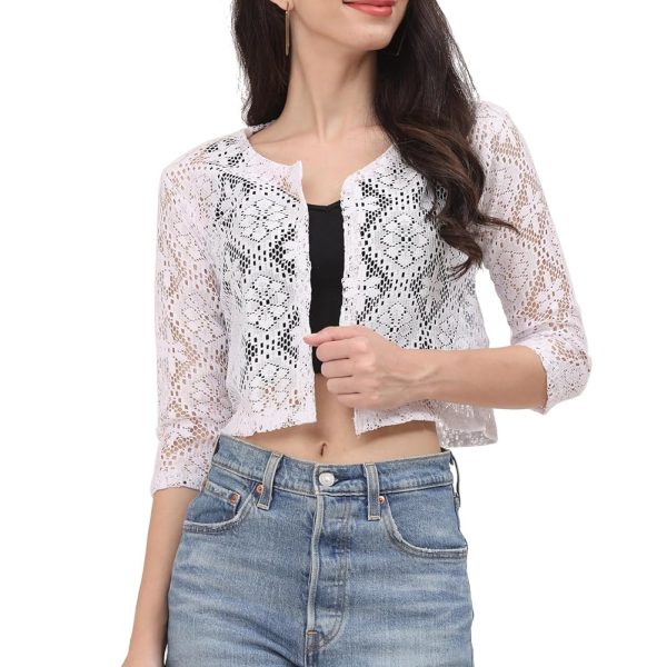 MARVENT Women Self Design Floral lace Regular Open Front Shrug