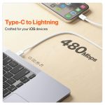 Ambrane Type-C to Lightning Cable, 22.5W Fast Charging Cable Compatible with iPhone 14, 13, 12,11, X, 8, 7, 6, 5, Pro,Max, iPad, Macbook, iMac, AirPods, Supports CarPlay, 1.2m (ABTL-Q12, White) - Image 5