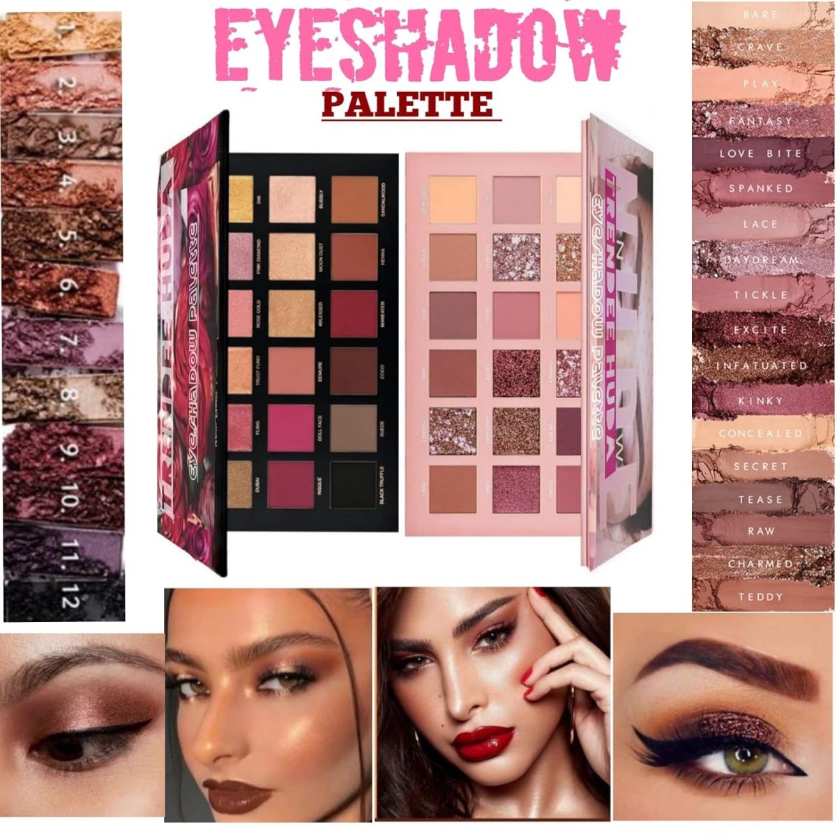 COSMAC Beauty Rose Gold Remastered + Nude Edition Eyeshadow Palette Combo Kit - 36 Matte and Shimmer Finishes,- Complete Eye Shadow Palette | Highly Pigmented and Blendable | Multicolor | Waterproof Long Lasting Eyeliner (SET OF 3) - Image 3