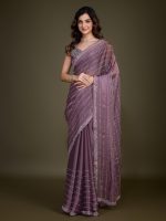 TRENDMALLS Women's Organza Siroski work Saree with Unstitch Blouse Piece - Image 9