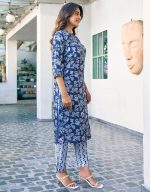 SKYLEE Women's Cotton Blend Printed, Foil Printed and Gota Lace Straight Kurta with Pant & Dupatta - Image 3