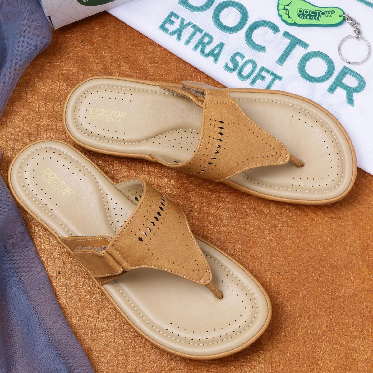 DOCTOR EXTRA SOFT Women's Flat Memory Foam Slippers/Flip-Flops Fashion Stylish Casual Comfortable Diabetic Orthopedic Lightweight Synthetic Slip-On Sandals With Adjustable Strap For Girls D-608 - Image 3