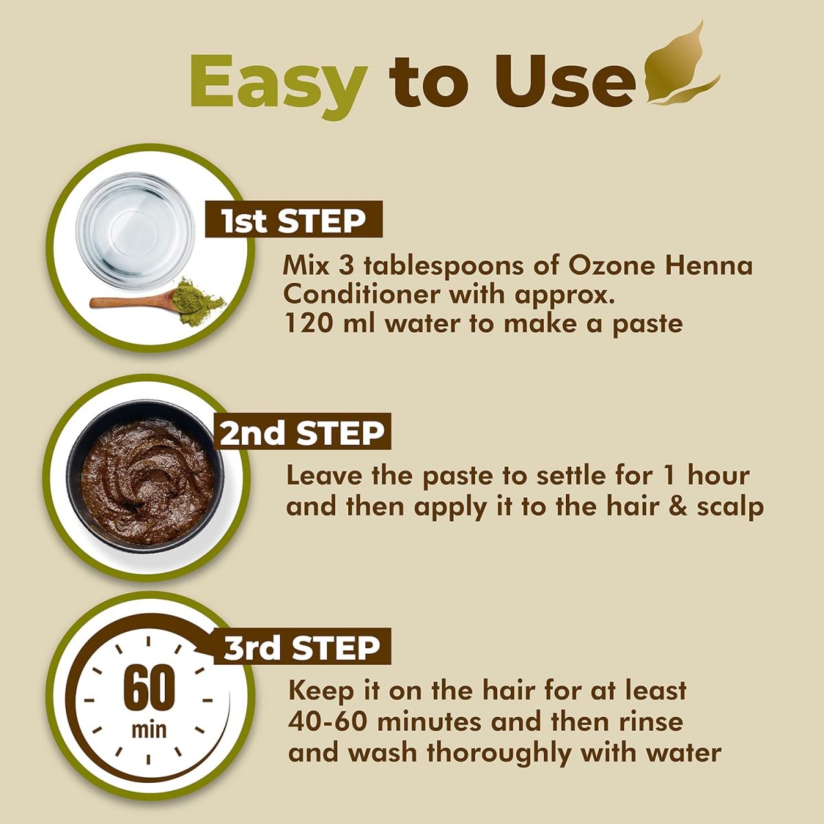 Ozone Henna Hair Conditioner |Men & Women | Ideal For Strong and Damaged Hair ,Shine & Nourish | Enriched with Bhringraj, Amla & Reetha | Paraben, Chemical & Sulphate Free - 100 g (Pack of 3) - Image 7