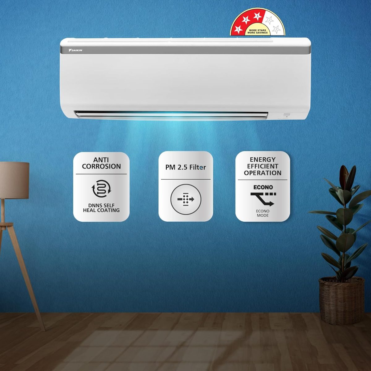 Daikin 0.8 Ton 3 Star, Fixed Speed Split AC (Copper, PM 2.5 Filter, 2022 Model, FTL28U, White) - Image 2