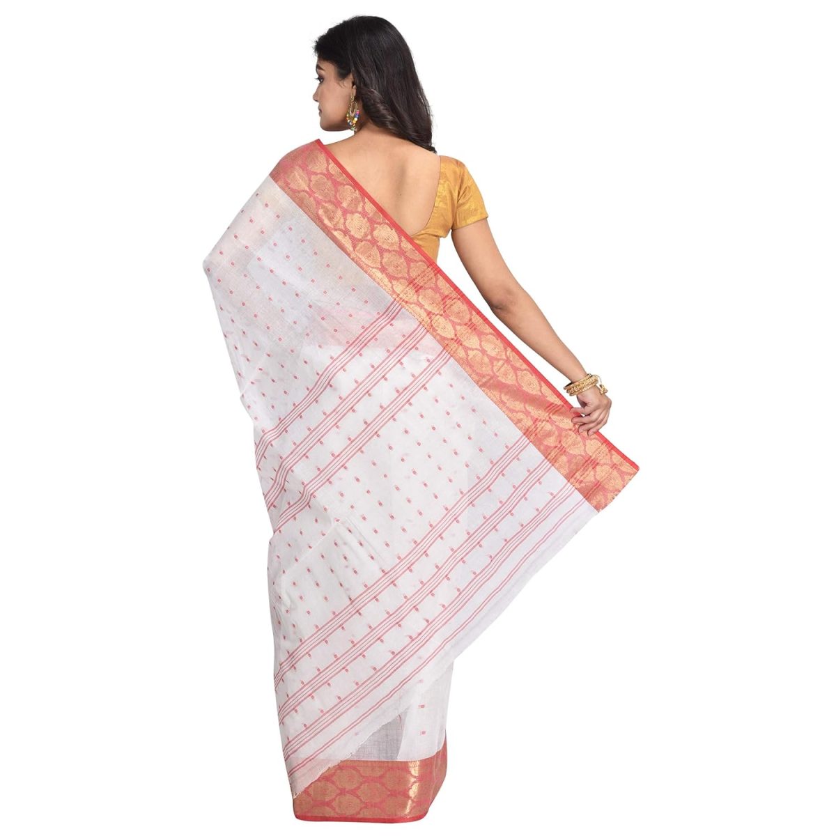 Raj Sarees Women's Woven Net Saree Without Blouse Peice - Image 3