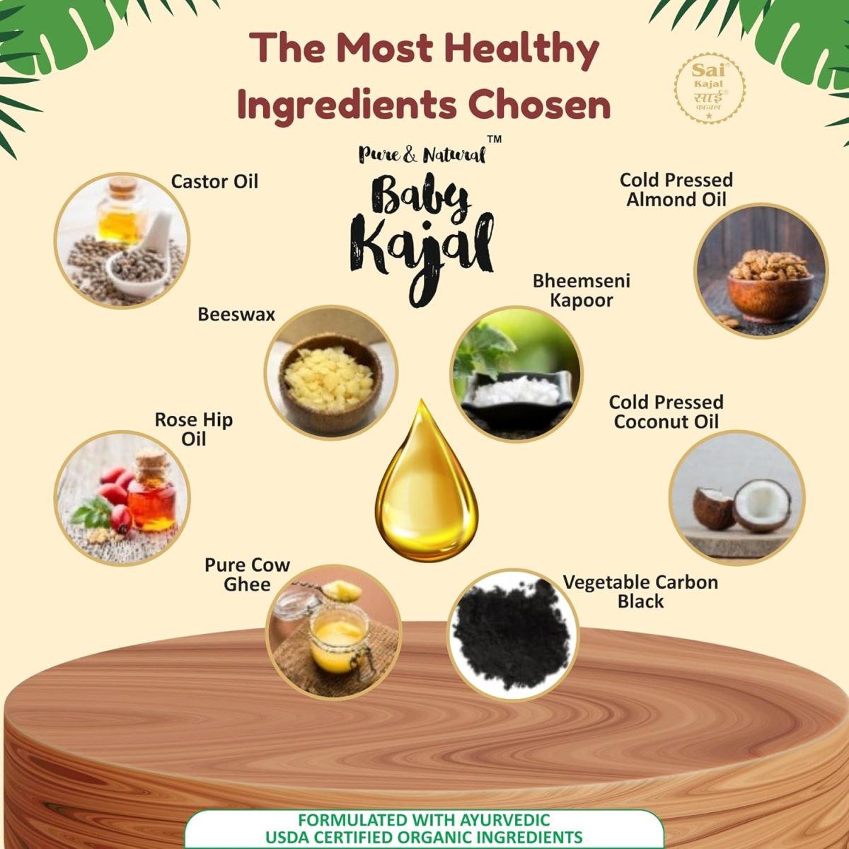 Sai Baby Kajal – 100% Organic & Herbal Kajol for Babies, Newborns & Toddlers | Gentle, Non-Toxic Formula | Safe Eye Kajal for Kids and Sensitive Skin | 4g Each (Pack of 2) - Image 3