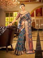 SWORNOF Women's kanjivaram banarasi silk saree for Patola festival Wedding silk with rich pallu Design sarees for women with blouse piece - Image 3