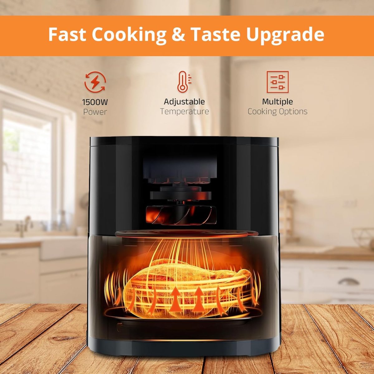 iBELL AEROFRY420DM Air Fryer 4.2 Litre - 1500W with Multiple Cooking Options, Dishwasher Safe, Non-stick Coating & Adjustable Temperature Control (Black) - Image 5