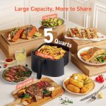 COSORI Air Fryer 5 QT (4.7 Litre) Black, 1500W Fast Cooking 9 Preset Menu, 30 Recipes Cookbook, Grill, Broil, Roast, Toast, Bake, Reheat, Defrost, Digital Touch Panel (CAF-L501) - Image 2