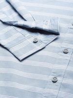 The Indian Garage Co Men's Cotton Slim Fit Striped Full Sleeves Cutaway Collar Casual Shirt - Image 3