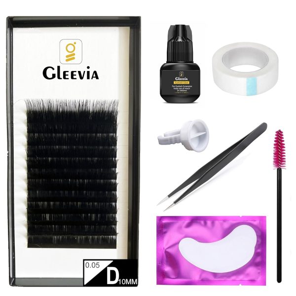 Gleevia EyeLash Extension Kit for Beginners, Professional 0.05-D10mm Classic Stable Curl Practice Kit with Eye Lashes Glue and Accessories for Eyelash Extensions (Combo Pack)