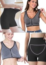 Dressably Women's Stretchable Cycling Shorts & Front-Zip Sports Bra Set – Comfort, Support & Style - Image 2