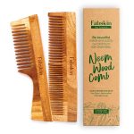Fabskin Neem Wooden Comb For Men & Women | Set Of 2 | Detangling, Frizz Control, Hair Growth, Shine & Styling | Graduated & Handle Comb | For All Hair Types
