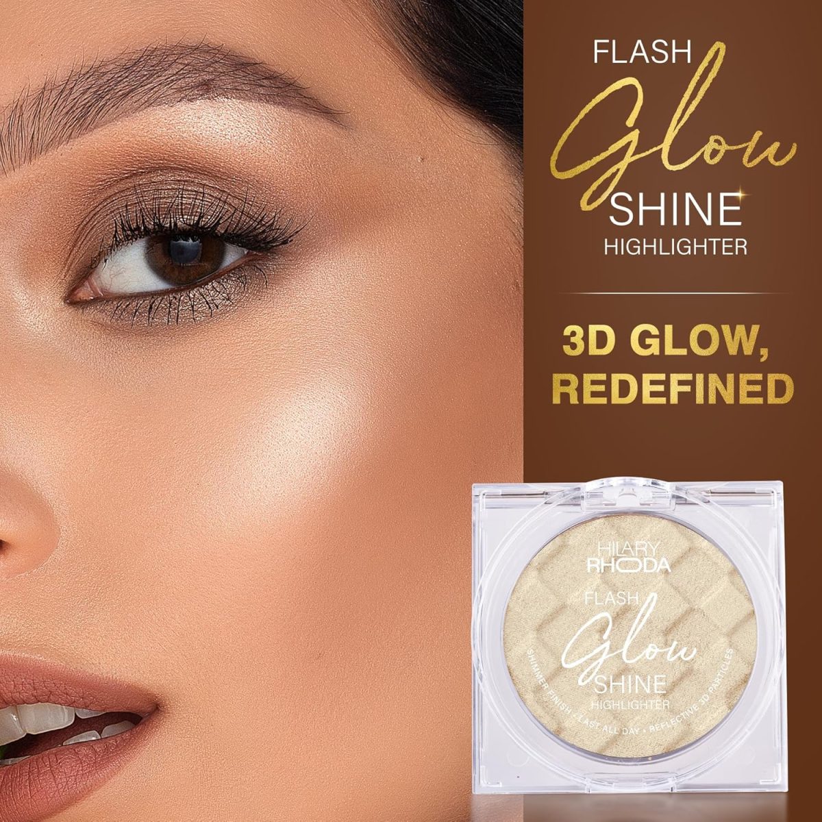 Hilary Rhoda Flash Glow Shine Highlighter | Rich Colour Payoff | Superfine Particles | 3D Reflective Glow | Blends Flawlessly -7g (Diamond Shine -Shade 03) - Image 3
