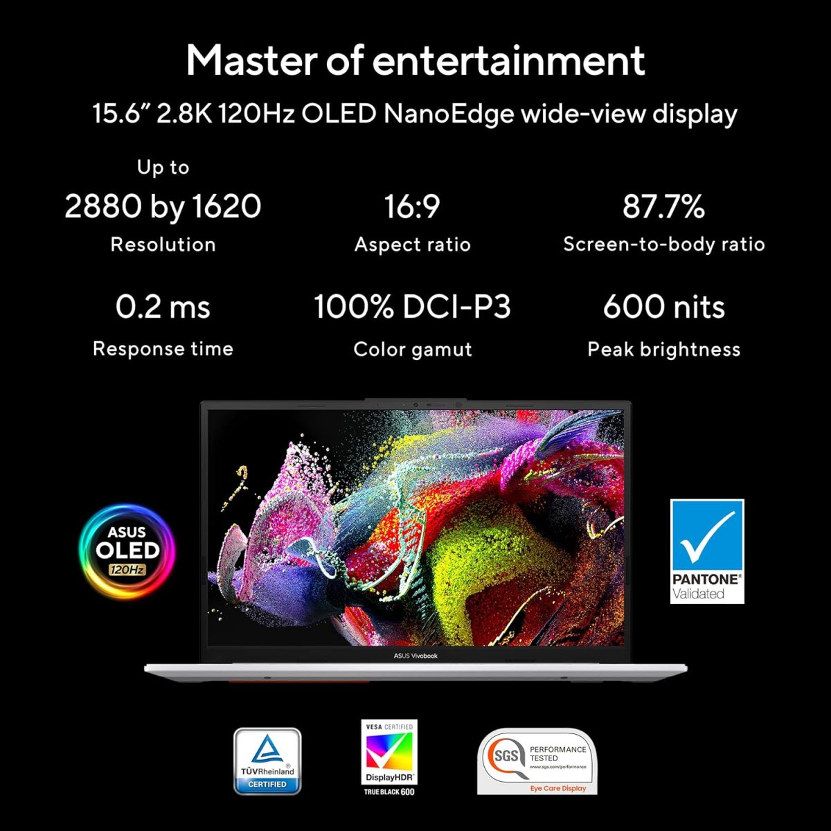 ASUS Vivobook S 15 OLED (2023), Intel Core EVO i9-13900H 13th Gen, 15.6" (39.62 cm) 2.8K 120Hz OLED, Thin & Light Laptop (16GB/1TB SSD/Iris Xe/Win 11/Office 2021/75WHr/Silver/1.7 kg) S5504VA-MA953WS - Image 2
