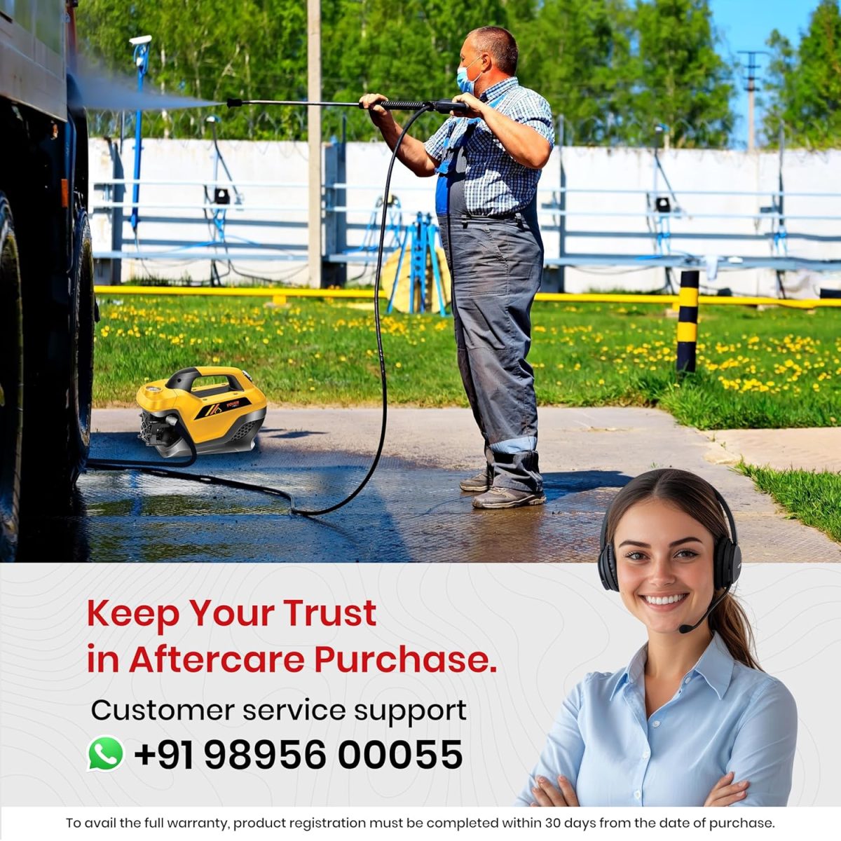 IBELL YO2800 High Pressure Car Washer for Home & Bike Cleaning, 2800W Induction Motor, 240 Bar, 12 L/min Flow, Portable Power Washer with 8M Hose & Spray Gun - Image 6