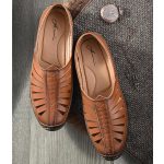 Karaddi 5082 Men's Loafer Stylish Ethnic Peshawari Nagra Mojadi Sherwani Sandals Wedding Latest Kolhapuri Brown Tan Black Shoes for Men - Image 3