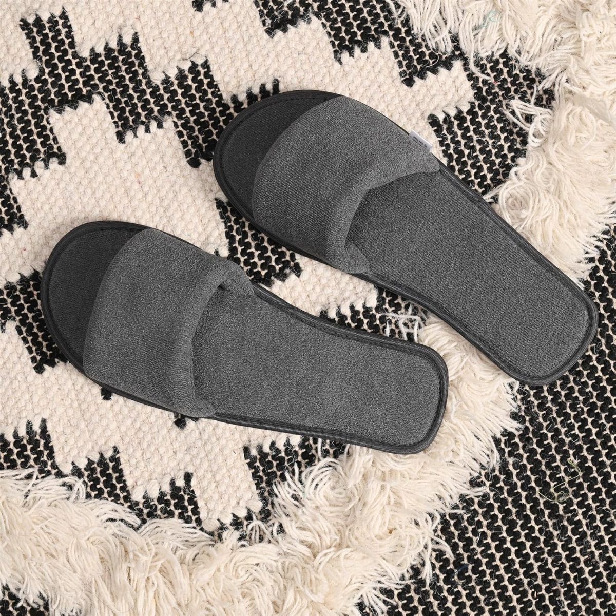 MIFUZI Men Home Slippers Open Toe Slides Slip on Comfortable Sole Lightweight Anti Skid Indoor Bedroom Room Indoor House Cloth Soft Slippers for Men - Image 4
