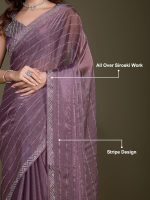 TRENDMALLS Women's Organza Siroski work Saree with Unstitch Blouse Piece - Image 4