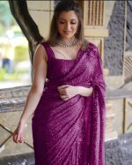 SHYAMLATA Women's Sequence Work Bollywood Heavy Embroidery Georgette Wedding Designer Sarees (Latest-Party-Collection) - Image 2