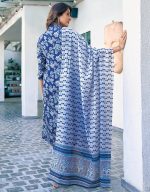 SKYLEE Women's Cotton Blend Printed, Foil Printed and Gota Lace Straight Kurta with Pant & Dupatta - Image 2