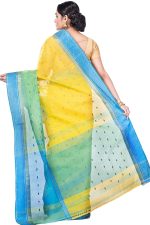DipDiya Women Pure Cotton Traditional Bengali Woven Ganga Jamuna Buti Tant Saree - Image 2