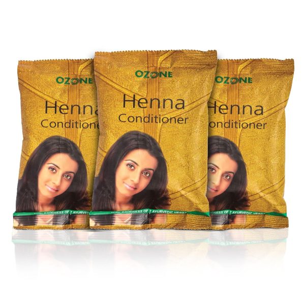 Ozone Henna Hair Conditioner |Men & Women | Ideal For Strong and Damaged Hair ,Shine & Nourish | Enriched with Bhringraj, Amla & Reetha | Paraben, Chemical & Sulphate Free - 100 g (Pack of 3)