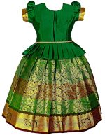 SRI GANAPATHI FASHION Girls Traditional Lehenga Choli KANMANI PATTU GREEN - Image 2