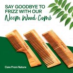 Fabskin Neem Wooden Comb For Men & Women | Set Of 2 | Detangling, Frizz Control, Hair Growth, Shine & Styling | Graduated & Handle Comb | For All Hair Types - Image 2
