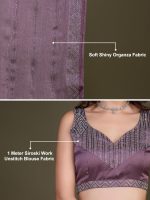 TRENDMALLS Women's Organza Siroski work Saree with Unstitch Blouse Piece - Image 5