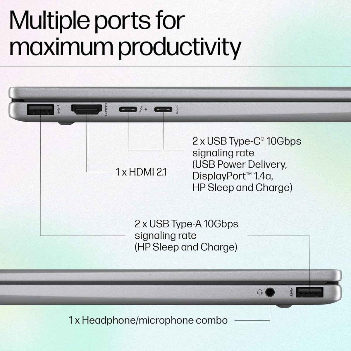 HP Envy x360, Intel Core Ultra 7-155U AI Laptop (16GB RAM, 512GB SSD) Touchscreen 2-in-1, IPS, WUXGA, 14"/35.6cm, Win 11, MS Office 2021, Silver, 1.39Kg, Integrated Graphics, 5MP IR Camera, fc0106TU - Image 15