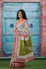 JALTHER Handicrafts Women's Ikat Hand Block Print Jaipuri Cotton Mulmul Saree with Blouse Piece - Image 3