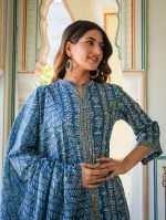 Yash Gallery Rayon Women's Floral Printed Anarkali Kurta with Pant & Dupatta - Image 5