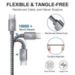 Wayona USB Type C Short 65W/3A Fast Charging Data Cable for Powerbank, Android Auto, Apple CarPlay, Samsung Galaxy S24, S23, S22, S21, S20, iPhone 15, 15 Pro, 15 Pro Max, 15 Plus (0.25M, Grey) - Image 4